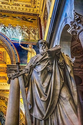 Paul statue, Papal Basilica of Saint Paul, Rome, Italy.. Art Print